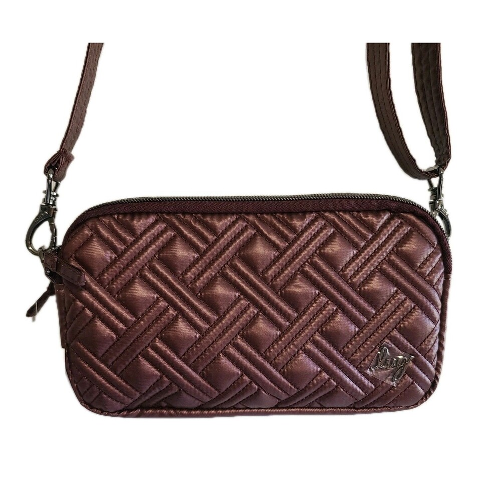 Lug Coupe XL Convertible Crossbody Sling Hip Bag Metallic Wine Red RFID NWT